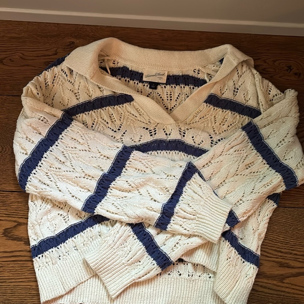 White & White Collared Sweater